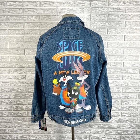Members Only Space Jam A New Legacy Looney Tunes LeBron Denim Jacket Mens Large - Picture 1 of 6